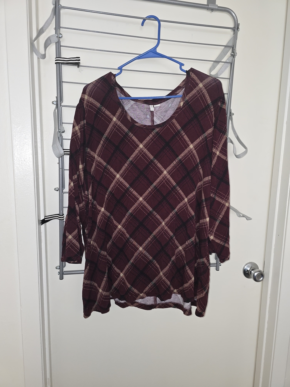 Cato Burgundy Plaid Tunic Top